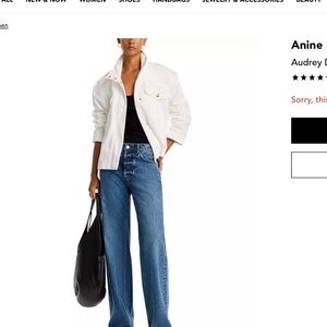Anine Bing NWT AUDREY White denim Jacket with Gold Buttons small